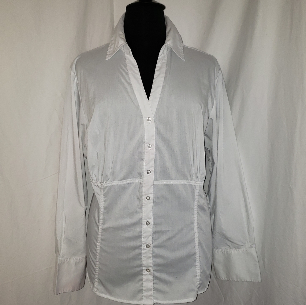 Ashley Stewart 26 Signature button white shirt